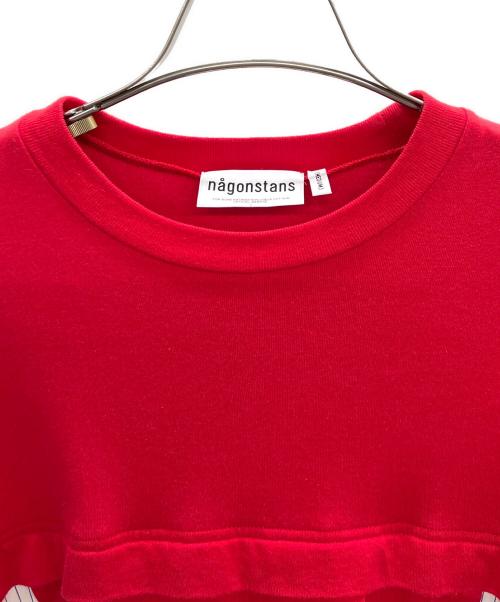 nagonstans（ナゴンスタンス）nagonstans (ナゴンスタンス) 天竺カットソーコンビドレス レッド×ホワイト サイズ:Mの古着・服飾アイテム