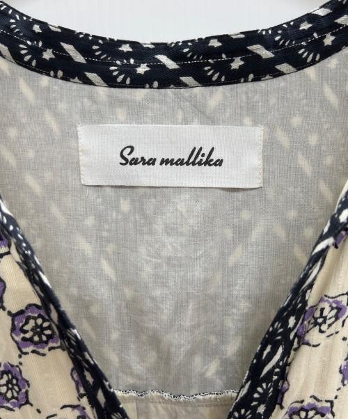 sara mallika（サラマリカ）sara mallika (サラマリカ) 半袖ワンピース ブラック×ベージュ サイズ:Mの古着・服飾アイテム