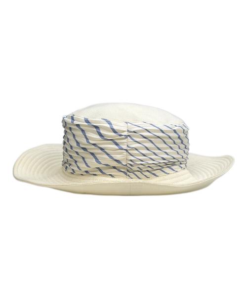 HERMES（エルメス）HERMES (エルメス) プリーツスカーフハット ホワイト×ブルー サイズ:59の古着・服飾アイテム