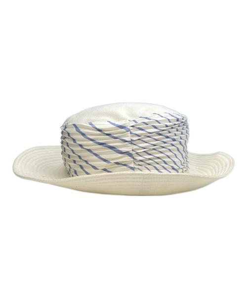 HERMES（エルメス）HERMES (エルメス) プリーツスカーフハット ホワイト×ブルー サイズ:59の古着・服飾アイテム