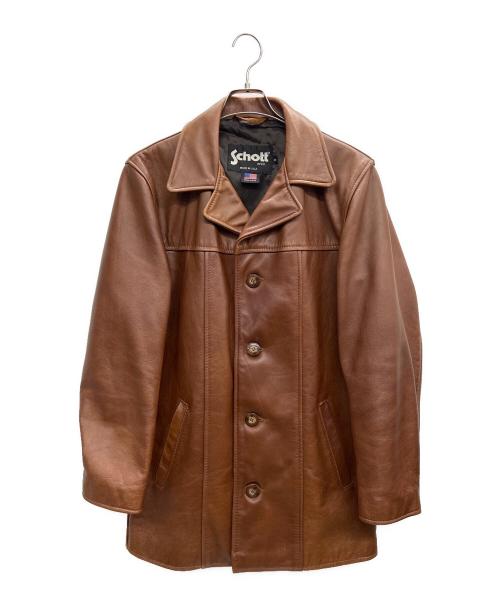 Schott（ショット）Schott (ショット) レザーハーフコート ブラウン サイズ:Sの古着・服飾アイテム