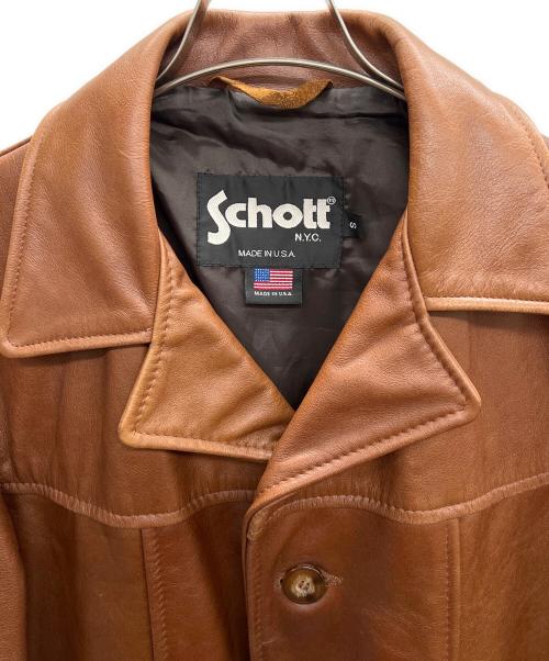 Schott（ショット）Schott (ショット) レザーハーフコート ブラウン サイズ:Sの古着・服飾アイテム