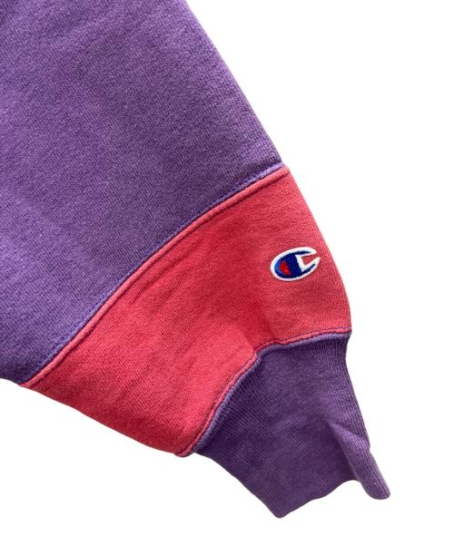 Champion（チャンピオン）Champion (チャンピオン) クルーネックスウェット パープル×グリーン サイズ:LARGEの古着・服飾アイテム