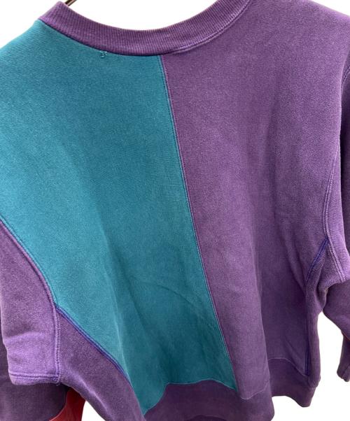 Champion（チャンピオン）Champion (チャンピオン) クルーネックスウェット パープル×グリーン サイズ:LARGEの古着・服飾アイテム