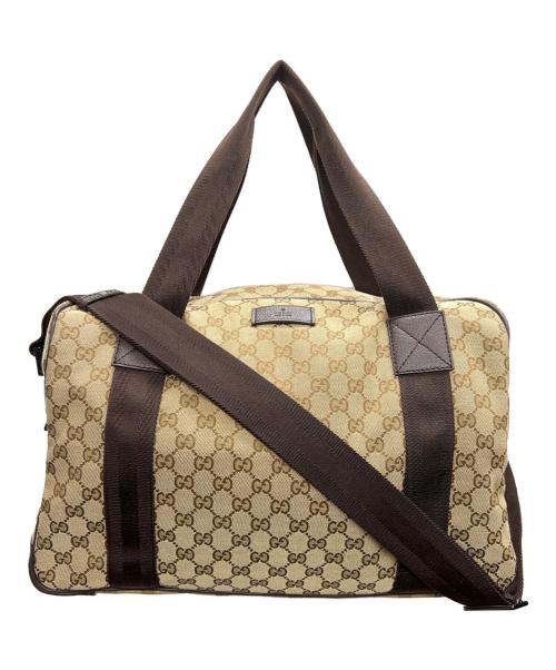 GUCCI（グッチ）GUCCI (グッチ) ボストンバッグ GGキャンバス ベージュの古着・服飾アイテム