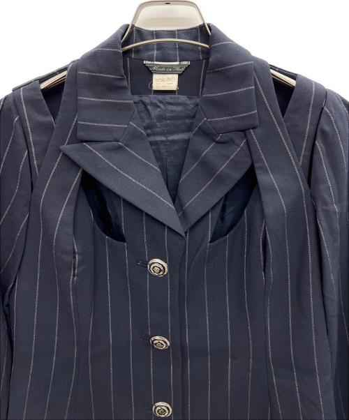 GIANNI VERSACE（ジャンニ・ヴェルサーチ）GIANNI VERSACE (ジャンニ・ヴェルサーチ) 4Bデザインジャケット ネイビー サイズ:38の古着・服飾アイテム