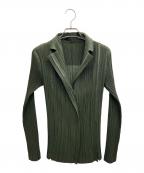 ISSEY MIYAKE FETEイッセイミヤケフェット）の古着「プリーツジャケット」｜グリーン