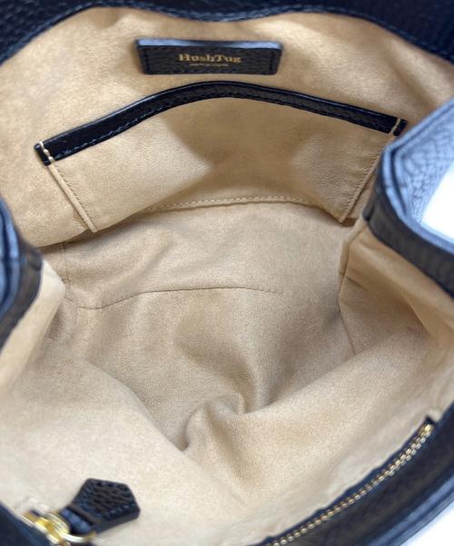 HushTug（ハッシュタグ）HUSHTUG (ハッシュタグ) 巾着レザーバッグ ブラックの古着・服飾アイテム