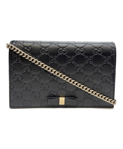 GUCCI（グッチ）GUCCI (グッチ) チェーンショルダーバッグ ブラックの古着・服飾アイテム