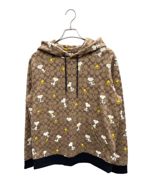 COACH（コーチ）COACH (コーチ) SNOOPY (スヌーピー) プルオーバーパーカー ブラウン サイズ:Mの古着・服飾アイテム