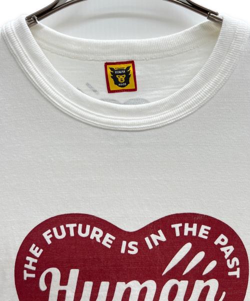 HUMAN MADE（ヒューマンメイド）HUMAN MADE (ヒューマンメイド) 長袖カットソー ホワイト×レッド サイズ:ＸＬの古着・服飾アイテム
