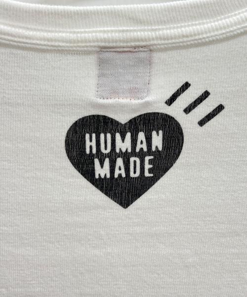 HUMAN MADE（ヒューマンメイド）HUMAN MADE (ヒューマンメイド) 長袖カットソー ホワイト×レッド サイズ:ＸＬの古着・服飾アイテム