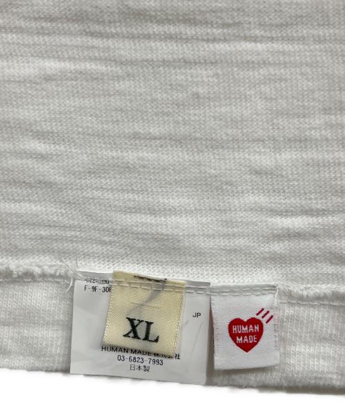 HUMAN MADE（ヒューマンメイド）HUMAN MADE (ヒューマンメイド) 長袖カットソー ホワイト×レッド サイズ:ＸＬの古着・服飾アイテム