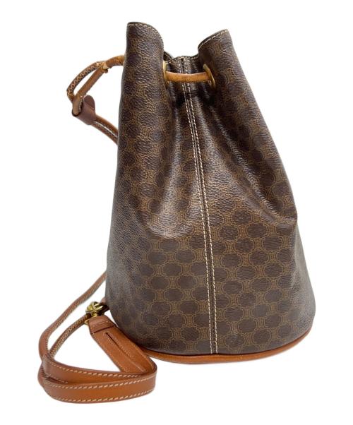 CELINE（セリーヌ）CELINE (セリーヌ) 巾着バッグ マカダム柄 ブラウンの古着・服飾アイテム