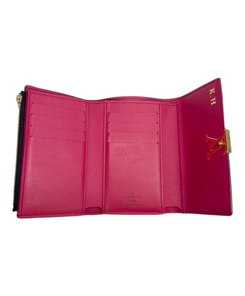LOUIS VUITTON（ルイ ヴィトン）LOUIS VUITTON (ルイ ヴィトン) ポルトフォイユ・カプシーヌ コンパクト ブラック×ピンクの古着・服飾アイテム