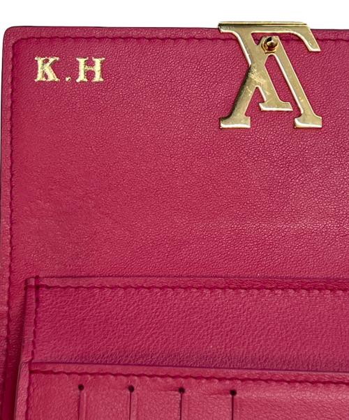 LOUIS VUITTON（ルイ ヴィトン）LOUIS VUITTON (ルイ ヴィトン) ポルトフォイユ・カプシーヌ コンパクト ブラック×ピンクの古着・服飾アイテム