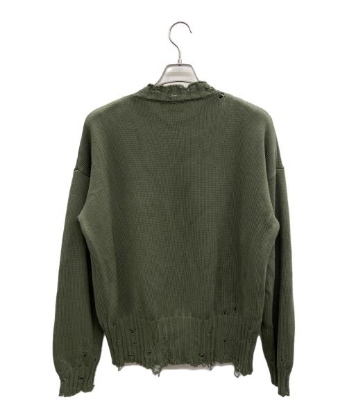 MARNI（マルニ）MARNI (マルニ) コットン ダメージ クルーネックニット グリーン サイズ:48の古着・服飾アイテム