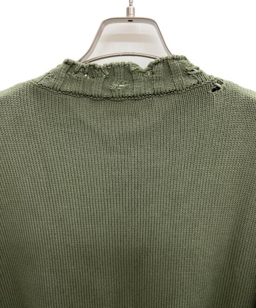 MARNI（マルニ）MARNI (マルニ) コットン ダメージ クルーネックニット グリーン サイズ:48の古着・服飾アイテム