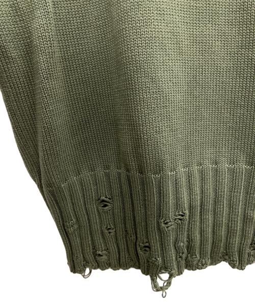 MARNI（マルニ）MARNI (マルニ) コットン ダメージ クルーネックニット グリーン サイズ:48の古着・服飾アイテム