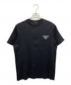 PRADAプラダ）の古着「トライアングルロゴ プリント コットン Tシャツ」｜ブラック
