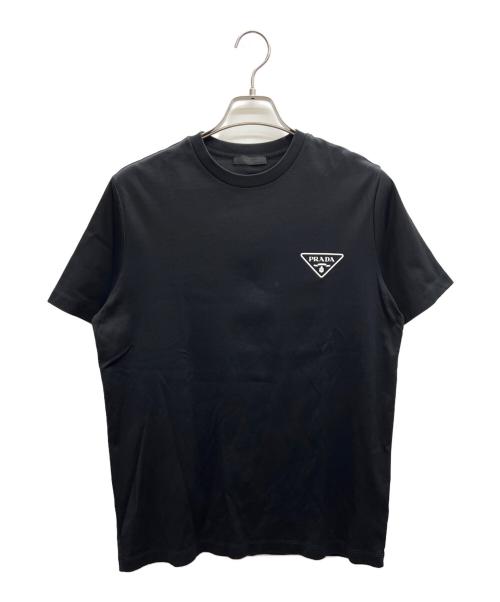 PRADA（プラダ）PRADA (プラダ) トライアングルロゴ プリント コットン Tシャツ ブラック サイズ:Ｍの古着・服飾アイテム