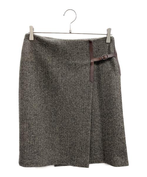 HERMES（エルメス）HERMES (エルメス) ラップスカート ブラウン×ブラック サイズ:36の古着・服飾アイテム
