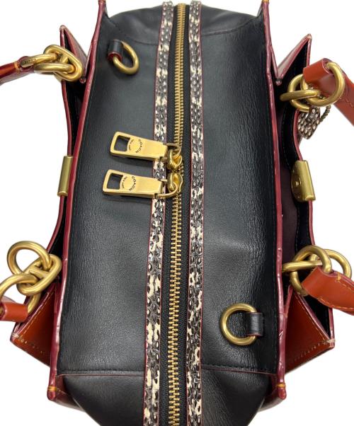 COACH（コーチ）COACH (コーチ) 2WAYバッグ ドリーマー シグネチャー キャンバス ウィズスネークスキン ディテール ボルドー×ベージュの古着・服飾アイテム