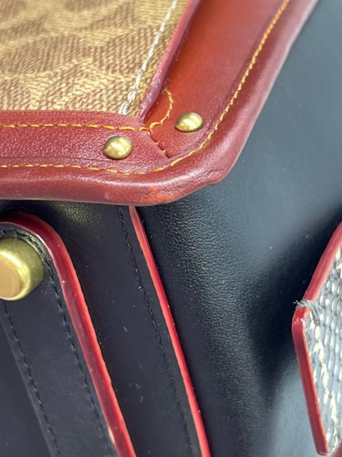COACH（コーチ）COACH (コーチ) 2WAYバッグ ドリーマー シグネチャー キャンバス ウィズスネークスキン ディテール ボルドー×ベージュの古着・服飾アイテム