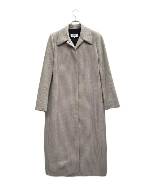 MM6 Maison Margiela（エムエムシックスメゾンマルジェラ）MM6 Maison Margiela (エムエムシックスメゾンマルジェラ) マイクロチェック ステンカラーロングコート ベージュ サイズ:40の古着・服飾アイテム