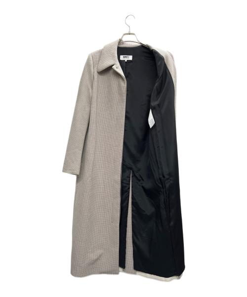 MM6 Maison Margiela（エムエムシックスメゾンマルジェラ）MM6 Maison Margiela (エムエムシックスメゾンマルジェラ) マイクロチェック ステンカラーロングコート ベージュ サイズ:40の古着・服飾アイテム