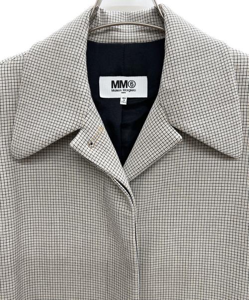 MM6 Maison Margiela（エムエムシックスメゾンマルジェラ）MM6 Maison Margiela (エムエムシックスメゾンマルジェラ) マイクロチェック ステンカラーロングコート ベージュ サイズ:40の古着・服飾アイテム