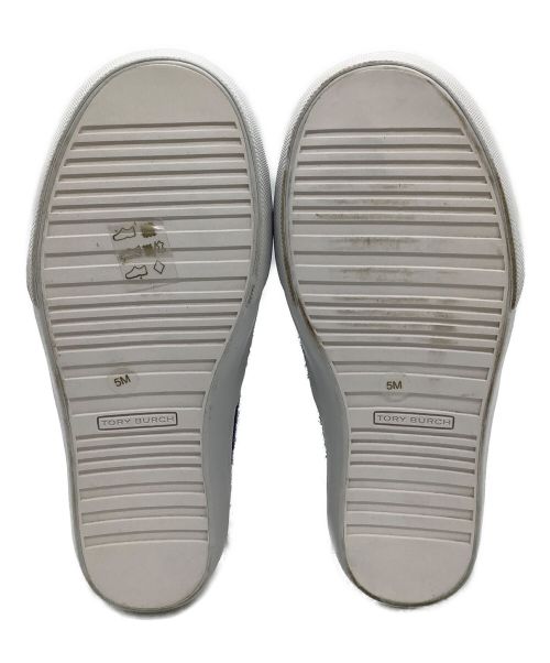 TORY BURCH（トリーバーチ）TORY BURCH (トリーバーチ) スリッポン グリーン×ネイビー サイズ:サイズ5の古着・服飾アイテム