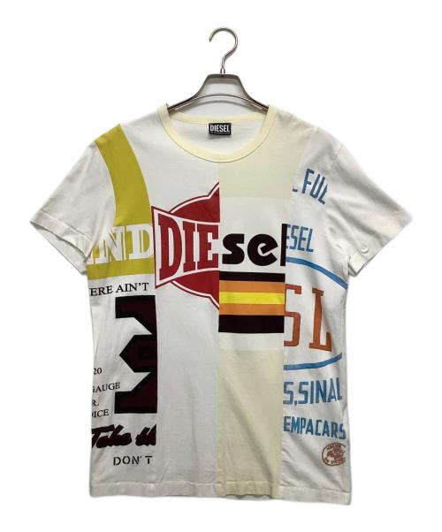 DIESEL（ディーゼル）DIESEL (ディーゼル) T-DIEGIE パッチワークTシャツ ホワイト サイズ:Mの古着・服飾アイテム