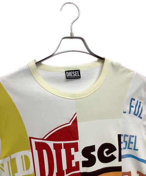 DIESEL（ディーゼル）DIESEL (ディーゼル) T-DIEGIE パッチワークTシャツ ホワイト サイズ:Mの古着・服飾アイテム