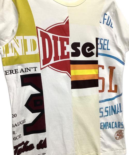 DIESEL（ディーゼル）DIESEL (ディーゼル) T-DIEGIE パッチワークTシャツ ホワイト サイズ:Mの古着・服飾アイテム