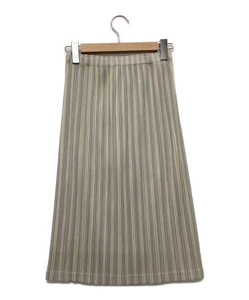 PLEATS PLEASE（プリーツプリーズ）PLEATS PLEASE (プリーツプリーズ) プリーツスカート グレー×アイボリー サイズ:3の古着・服飾アイテム