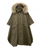 DRAWERドゥロワー）の古着「ファーフードポンチョ」｜グリーン