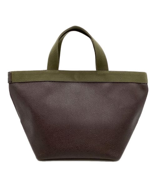 Herve Chapelier（エルベシャプリエ）Herve Chapelier (エルベシャプリエ) リュクス舟型レザートートバッグ ブラウン×カーキの古着・服飾アイテム