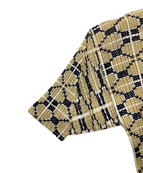 PLEATS PLEASE（プリーツプリーズ）PLEATS PLEASE (プリーツプリーズ) 半袖カットソー ブラウン×ブラック サイズ:3の古着・服飾アイテム