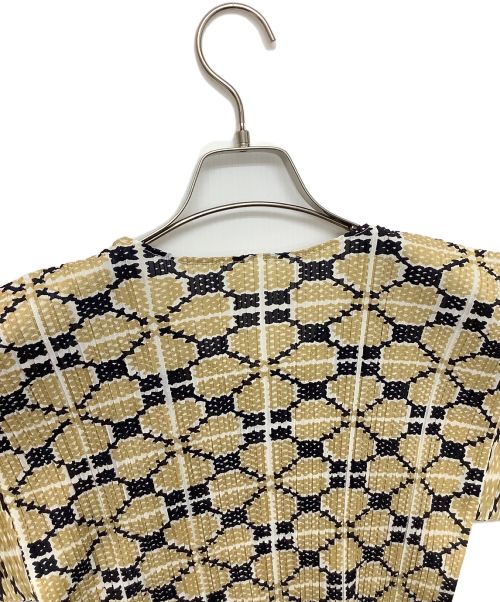 PLEATS PLEASE（プリーツプリーズ）PLEATS PLEASE (プリーツプリーズ) 半袖カットソー ブラウン×ブラック サイズ:3の古着・服飾アイテム