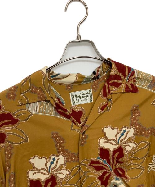 ISLAND LOGO（アイランド ロゴ）ISLAND LOGO (アイランド ロゴ) アロハシャツ ブラウン サイズ:Lの古着・服飾アイテム