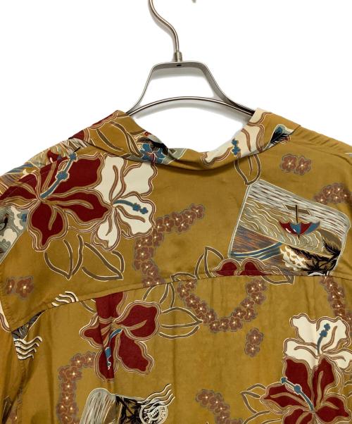 ISLAND LOGO（アイランド ロゴ）ISLAND LOGO (アイランド ロゴ) アロハシャツ ブラウン サイズ:Lの古着・服飾アイテム