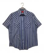 PLAINSプレーン）の古着「ウエスタンストライプシャツ」｜ブルー