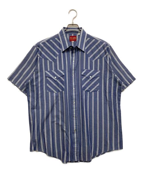 PLAINS（プレーン）PLAINS (プレーン) ウエスタンストライプシャツ ブルー サイズ:Lの古着・服飾アイテム