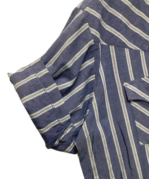 PLAINS（プレーン）PLAINS (プレーン) ウエスタンストライプシャツ ブルー サイズ:Lの古着・服飾アイテム