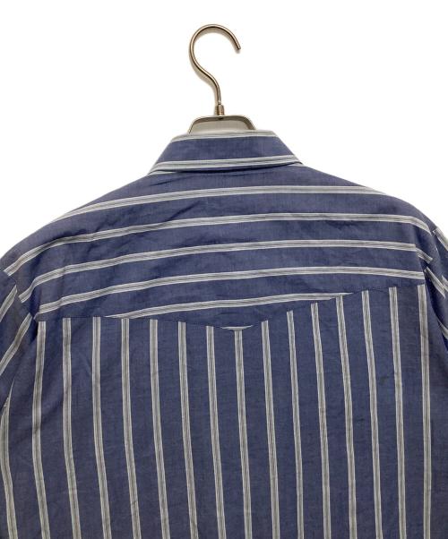 PLAINS（プレーン）PLAINS (プレーン) ウエスタンストライプシャツ ブルー サイズ:Lの古着・服飾アイテム
