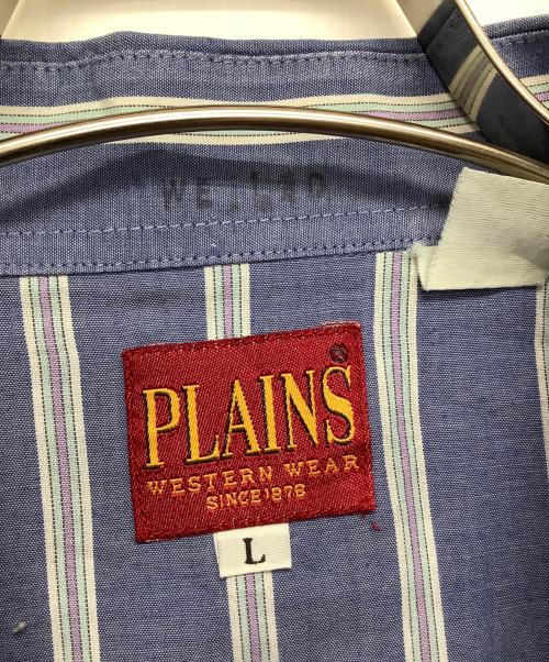 PLAINS（プレーン）PLAINS (プレーン) ウエスタンストライプシャツ ブルー サイズ:Lの古着・服飾アイテム