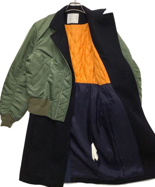 sacai（サカイ）sacai (サカイ) コート グリーン×ネイビー サイズ:1の古着・服飾アイテム