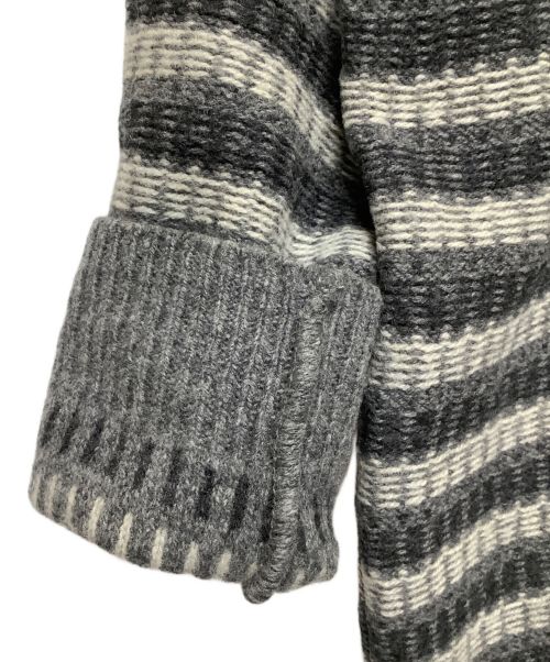 SUNSPEL（サンスペル）SUNSPEL (サンスペル) ラムズウールフェアアイルクルーネックニット グレー×ホワイト サイズ:Mの古着・服飾アイテム