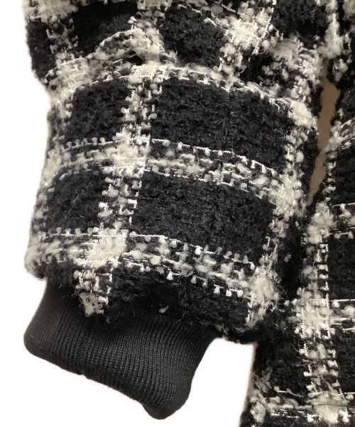 HER LIP TO（ハーリップトゥ）HER LIP TO (ハーリップトゥ) Loop Yarn Tweed Belted Down Coat ブラック×ホワイト サイズ:S 未使用品の古着・服飾アイテム